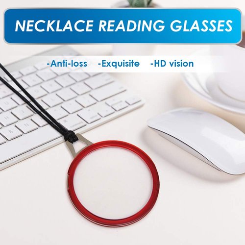 TERAISE Reading Glasses Necklace Readers for Women Anti-loss Lightweight Eyeglasses Portable Monocle Glasses with Exquisite Case(Red-2.5X)