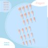 Long Press on Nails Stiletto Fake Nails Extra Long False Nails French Tip Glue on Nails Gradient Acrylic Nails Pink to White Press Ons Point Stick on Nails for Women and Girls 24 Pcs