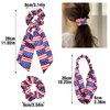 4th of July of Hair Accessories Set - 3Pcs American Flags Bandana Headband Red Blue White Hair Scarf Tie Patriotic Satin Scrunchies Hair Ties, Independence Day Costume Decorations for Women Girls
