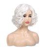 Baruisi Short Curly White Wig for Women Synthetic Natural Wavy Costume Wig for Cosplay Party
