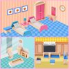 Dollhouse Furniture Wooden Dollhouse Furniture Set Doll House Accessories and Colorful Playhouse Furniture Miniature Dollhouse Bathroom Living Room Dining Room Bedroom Kitchen, 5 Rooms