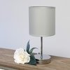 Simple Designs LT2007-SLT Chrome Mini Basic Table Lamp with Fabric Shade, Slate Gray