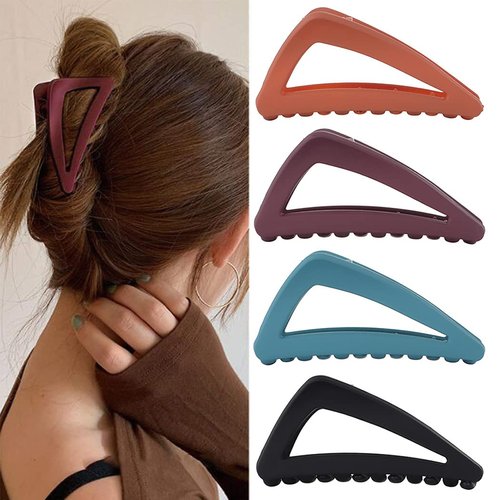 Formery 4PCS Acrylic Hair Claw Clips Small French Matte Hair Clips Nonslip Strong Hold Hair Clips for Women Thin Curly Straight Long Hair