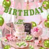 Martini Bow Birthday Party Decorations, Green Pink Glitter Happy Birthday Banner Garland Cake Topper Balloons for Girls Women Trendy Martini Bar Birthday Bachelorette Bridal Shower Party Supplies
