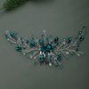 Teyglen Bridal Wedding Gold Silver Dainty Hair Combs Green Rhinestones Crystal Side Hair Comb Flower Crystal Bride Hair Accessories for Women and Girls (Silver Green)