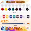12Pcs Mini Acrylic Paint Set,Washable Paint Set in 8 Colors,5 ml Paint Strips for Kids & Adults,Filled Paint Sets with 12 Paintbrushes Perfect for Home Classroom Parties Painting Art Supplie