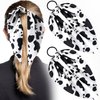 Isslly 2pcs Cow Print Hair Band, Cow Ears Headband, Rabbit Bunny Ear Bow, Cow Headband, Cow Print Band, Hair Tie for Women - White