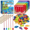 Wooden Magnetic Sight Word Fishing Game for Toddlers, Alphabet Fish Catching Games Puzzle with Letters, Homeschool Sight Word Educational Toy for Age of 3,4,5,6 Year Old Kids, Boys & Girls