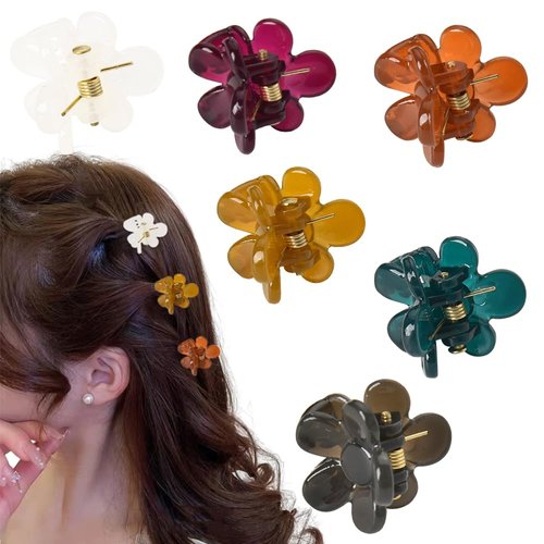 Flower Claw Clips for Women Colorful Hair Claw Clips for Girls Colorful Claw Clips for Thick Thin Hair Accessories for Women Flower Hair Clips for Little Girls Floral Claw Clip 6PCS
