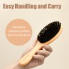 Boar Bristle Hair Brush - 100% Soft Natural Bristle Brush for Women Men Restore Shine and Fine - Wooden Comb with Plastic Brush for Short Thin Dry Hair