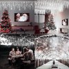 65 FT 640 LED Christmas Lights Outdoor Decorations Clear Wire String Lights Plug in 120 Drops 8 Modes Memory Timer Connectable Curtain Fairy Lights Waterproof for Holiday Wedding Party-Cool White