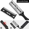 3 Pieces Razor Comb with 10 Pieces Razors, Hair Cutter Comb Cutting Scissors, Double Edge Razor, Hair Thinning Comb Slim Haircuts Cutting Tool (Black)