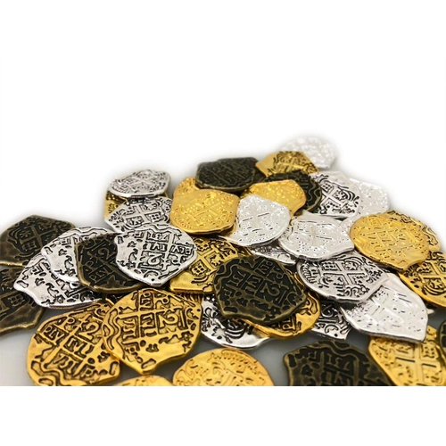 Seven Seas Pirates Coins - Golden & Silver Doubloons - Metal - Party & Decorations Supplies - Lot of 100