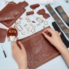 WADORN PU Leather Crossbody Bag Making Kit, DIY Knitting Crochet Shoulder Bag Making Materials PU Leather Handbags Sewing Kit for DIY Handmade Purse Making Accessories, 7.4x3.9x2.7 Inch (Brown)