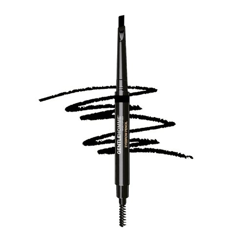 Gentlehomme Mens Eyebrow Pencil Black, Easily Shape Define Fill Eyebrows and Beard, 2 in 1 Brush and Ultra-Thin Pencil, Waterproof Smudge Proof Sweatproof, Durable and Long Lasting (Black)