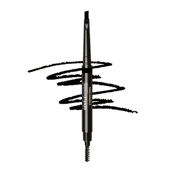 Gentlehomme Mens Eyebrow Pencil Black, Easily Shape Define Fill Eyebrows and Beard, 2 in 1 Brush and Ultra-Thin Pencil, Waterproof Smudge Proof Sweatproof, Durable and Long Lasting (Black)
