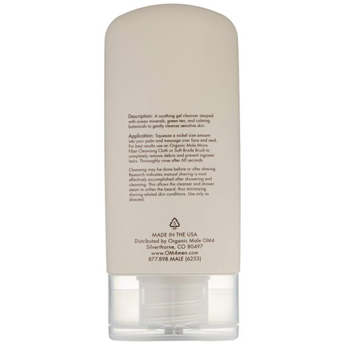 Organic Male OM4 Sensitive Step 1 - Marine Mineral and Green Tea Gel Wash, Gel Based Cleanser for all skin types to help improve sensitivity concerns for men