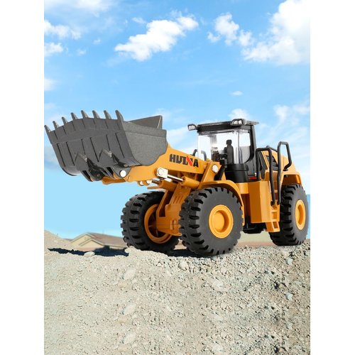 Gemini&Genius Mechanical Loader Toy, Construction Vehicle Wheeled Loader 1/50 Scale Skid Steer Loader Toy, Bulldozer Shovel Engineering Vehicle Alloy Models for Kids, Collection and Decoration House