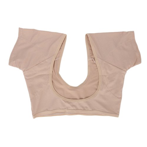 Underarm Sweat Pads Sweat Guard Underwear Sweat Vest Short Sleeve Reusable Armpit Sweat Pads for Women Girls Skin Color (M)