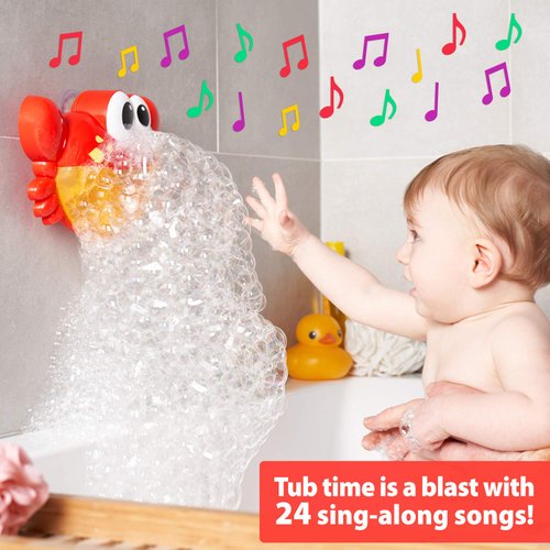 Chuchik Crab Bubble Bath Maker for The Bathtub. Blows Bubbles and Plays 24 Children’s Songs – Baby, Kids Bath Toys Makes Great Gifts for Toddlers – Sing-Along Machine (Light-Red)