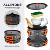 Odoland 9pcs Camping Cookware Non-Stick Lightweight Camping Pots and Pans Set with Plastic Bowls Soup Spoon for Camping, Backpacking, Outdoor Cooking and Picnic