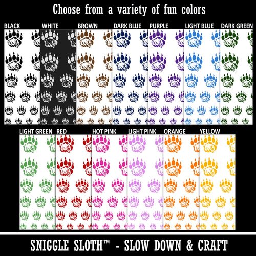 Grizzly Bear Head in Claw Paw Temporary Tattoo Water Resistant Fake Body Art Set Collection - Black (One Sheet)