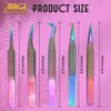 Image Lash Tweezers Set, 5 Pcs Stainless Steel Tweezer Set With Leather Case, Professional Eyelash Tweezers For Extensions With Titanium Coated Tips, Eyelash Extension Tweezers (Multi-Color)