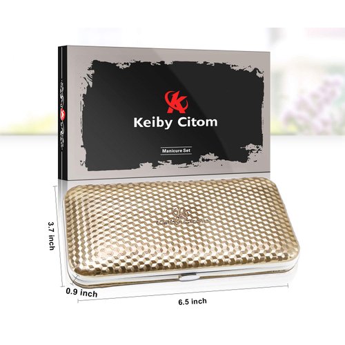 Manicure Set Professional Nail Clippers Kit Pedicure Care Tools- Stainless Steel Women Grooming Kit 12Pcs for Travel or Home (Gold)