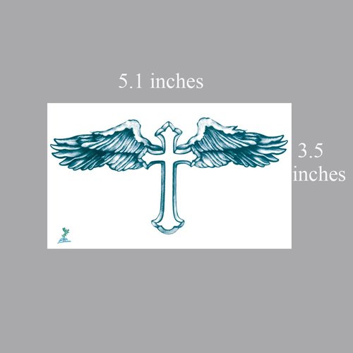 Yeeech Temporary Tattoos for Men Waterproof Long Lasting Neck Design Cross Blessed Wings America Tribal Religious (4 Sheets)