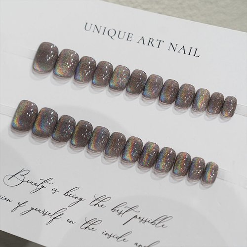 Black Cat Eye Press on Nails Short Square Fake Nails Black False Nails with Designs Colorful Glitter Full Cover Acrylic Nails Glossy Glue on Nail Artificial Stick on Nails for Women Decorations 24Pcs