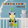 Interactive 3D Teethers Musical Baby Toy-Plush Stroller Hanging Doll for Infant Babies Stuffed Animal Activity Soft Toys with Multi-Sensory Crinkle, Rattle & Textures for Tummy Time 0-3 Years Cow