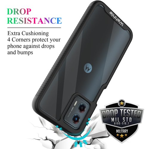 wahhle for Moto G 5G 2023 Case, Moto G Power 5G 2023 Case, Built in Screen Protector Full Body Shockproof Slim Fit Bumper Protective Phone Cover for Men Women-Black