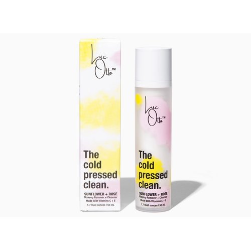 Luc Otto The Cold Pressed Clean Oil Cleanser for Softer Skin - Gentle Double Cleanse and Makeup Remover - Sunflower and Rose Oil with Vitamin C and Vitamin E