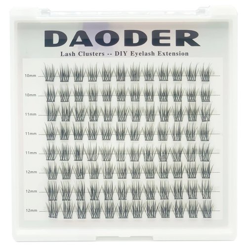 DAODER Lash Clusters Short Wispy Clusters Lashes Natural Look 96pcs 10-12MM Lash Extension C Curl Natural Individual Lashes DIY Eyelash Cluster Extension(Yushan-10-12mm-C Curl)