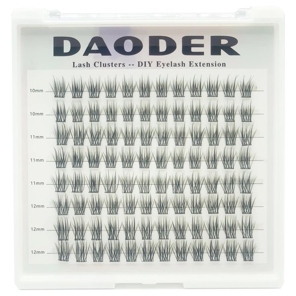 DAODER Lash Clusters Short Wispy Clusters Lashes Natural Look 96pcs 10-12MM Lash Extension C Curl Natural Individual Lashes DIY Eyelash Cluster Extension(Yushan-10-12mm-C Curl)