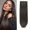 FENTISAR Clip in Hair Extensions 4PCS Clip in Long Straight Dark Brown Hair Extensions 20Inch Synthetic Fiber Double Weft Thick Hairpiecesn For Women Daily Wear
