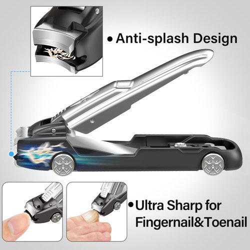 2024 Upgrade Nail Clippers with Catcher - Cool Car Model No Splash Toenail Clippers, Self Collecting Fingernail & Toe Nail Clipper for Thick Nails, Sharp Blade Birthday Gifts for Men