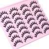 Yawamica Manga Lashes Wispy False Eyelashes Anime Lashes 14 Pairs Pack 8D Thick Eyelashes Spiky Strip Lashes Natural Look 15mm Fake Eyelashes Doll Lashes Look like Eyelash Extension