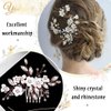 Yokawe Bridal Wedding Hair Comb Rose Gold Rhineston Bride Side Combs Crystal and Flower Hair Accessories for Women and Girls