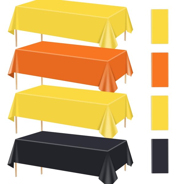 PIXHOTUL Construction Party Tablecloths, Plastic Disposable Black Yellow Orange Tablecloth Rectangle Tablecovers for Boy Kids Construction Theme Birthday Excavator Party Supplies Table Decor (4)