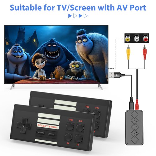 Huunad Handheld Game Consoles with Retro 620 Classic FC Games, AV Cable and USB-C Charging Cable, Good Present for Kids Boy, Xmas Gift (Black)