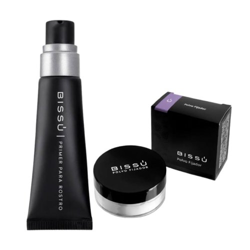 Bissú Face Kit: Silky Primer (27.5 ml) & Setting Powder (8g) - Oil-Free, Fragrance-Free, with Hyaluronic Acid & Jojoba Oil for a Matte Finish