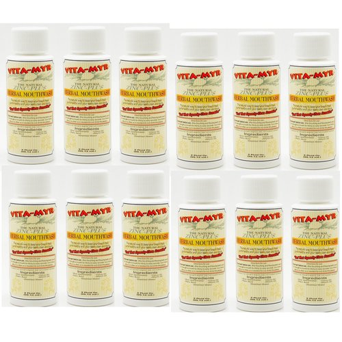 12 Pack VITA-MYR Natural & Effective Herbal Mouthwash 2 Oz Travel Size