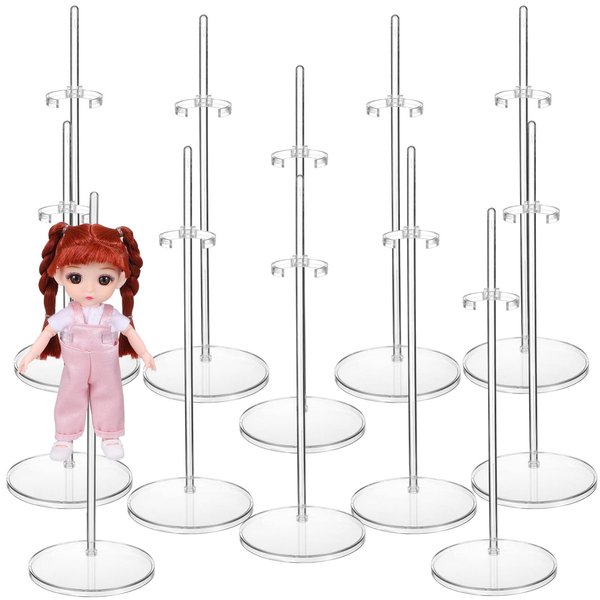 12pcs Doll Stands Adjustable Transparent Doll Display Holders Action Figures Doll Accessories