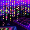110feet Paper UV Round Neon Garland Neon Streamers Black Light Decorations for Glow Party Supplies and Decorations UV Reactive Neon Party Favors Glow in The Dark Party for Wedding Birthday Banners