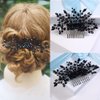 Missgrace Women Bridal Wedding Handmade Black Crystals Side Hair Comb Special Occasion Headpiece Black Women Hair Accessories