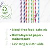 Comfy Package, [200 Pack] Striped Paper Drinking Straws 100% Biodegradable - Assorted Colors