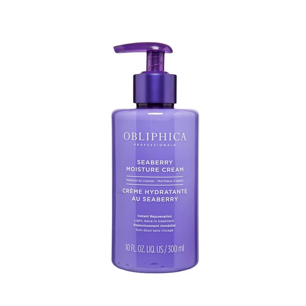 Obliphica Seaberry Leave In Moisture and Styling Cream for Women - Anti-Frizz Control, Normal Hair Products, Damaged Repaired Hair - Hair Mask & Treatment for Protecting Hair & Scalp - 10 Fl Oz