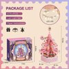 DOSCOR Pink Crystal Christmas Tree Building Blocks Set,Christmas Music Box with LED Light,Xmas Gift for Girls,Kids,and Adults