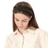 BOBIYA Wide Chunky Plaited Braided Headband Hair Band Synthetic Braid Hairpieces with Teeth Piano Two Tone Colors Accessories (W-Brunette Brown)